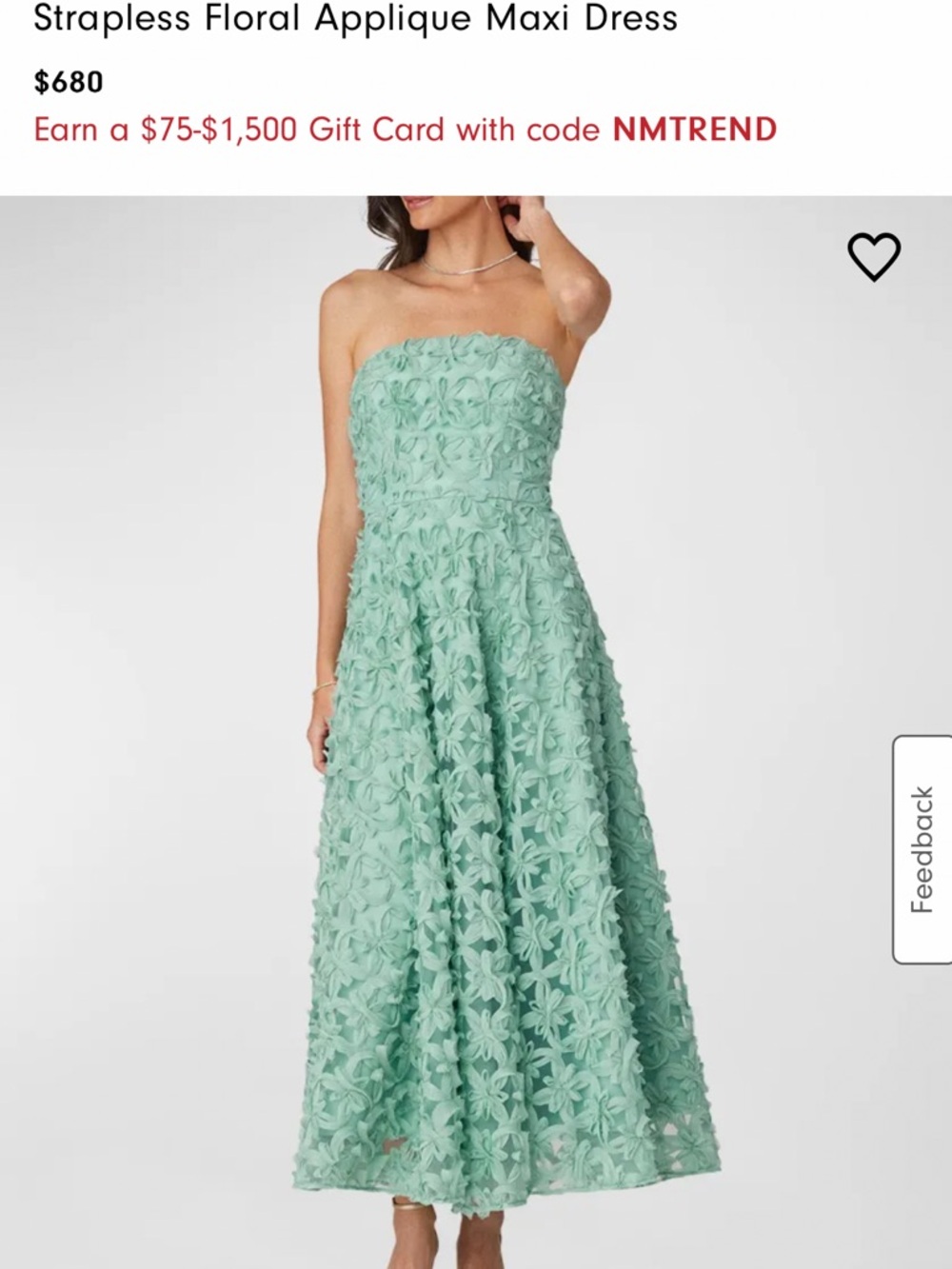Shoshanna Strapless Floral Applique Dress Size 12 Worn Once